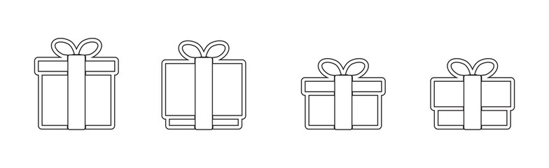 Outline gift box vector icon. birthday gift, Trendy flat design style on white background. vector sign, linear style pictogram isolated on white. Symbol, logo illustration.