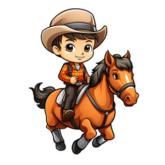 Cute Cowboy Riding A Horse Illustration
