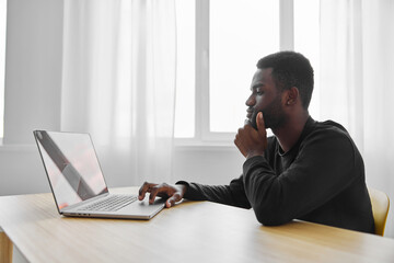 freelancer man american laptop work worker online office african business student