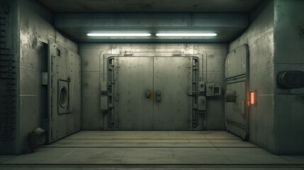 Door of military storage bunker.
