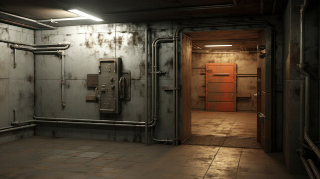 Door of military storage bunker.