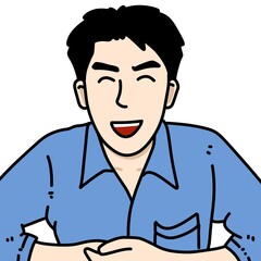 cute man cartoon on white background