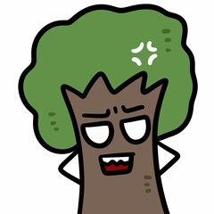 tree with foliage on white background illustration