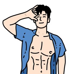 Fototapeta premium cute man cartoon on white background