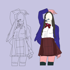 Korean kpop style women's fashion stage. fashion idol kpop style vector flat design