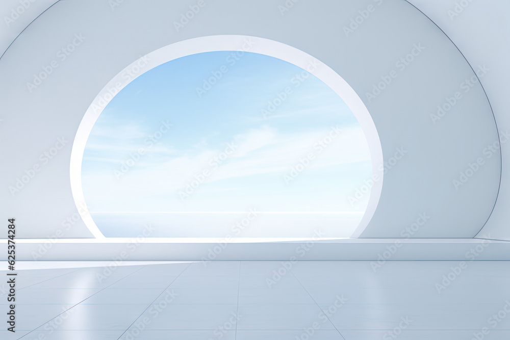 Poster white minimal architecture building background empty wide space for mock up, concrete floor car park