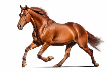 Fototapeta na wymiar red horse galloping isolated on white background