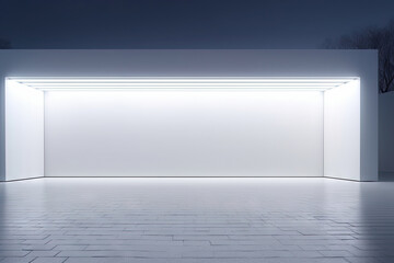 White minimal architecture building background empty wide space for mock up, concrete floor car park, cement garage design scene with copy space, with Generative Ai.