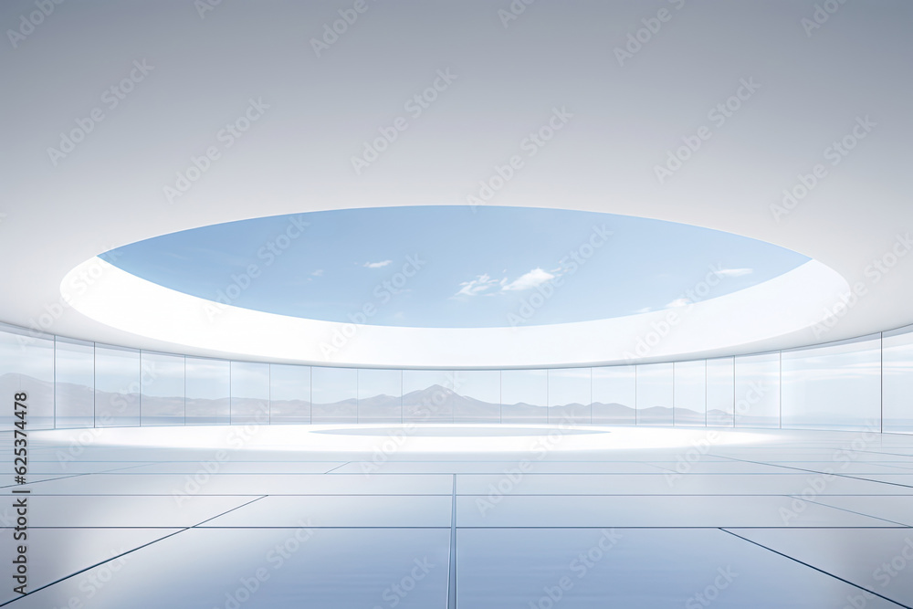 Poster white minimal architecture building background empty wide space for mock up, concrete floor car park