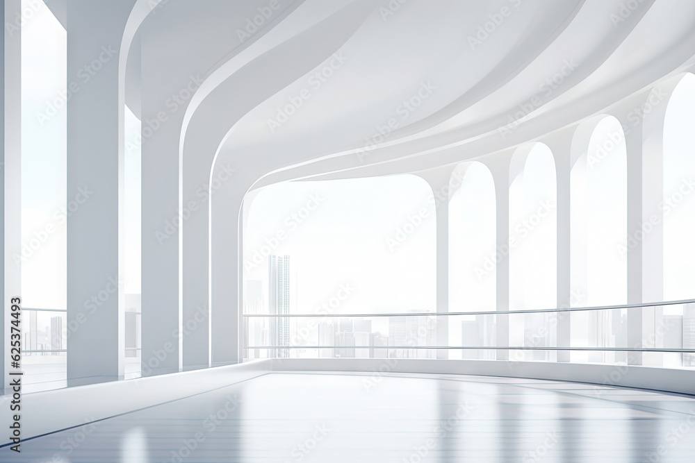 Poster white minimal architecture building background empty wide space for mock up, concrete floor car park