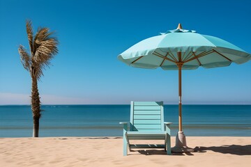 Obraz premium ビーチパラスルと椅子 with generative ai