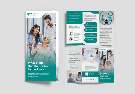 Modern Medical Healthcare Flyer Trifold Brochure Leaflet Layout
