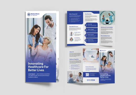 Modern Medical Healthcare Flyer Trifold Brochure Leaflet Layout