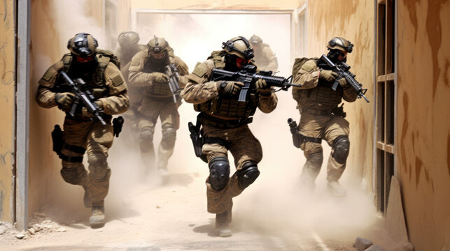 Special Forces Breaching Urban Obstacles with Precision and Skill AI Generated