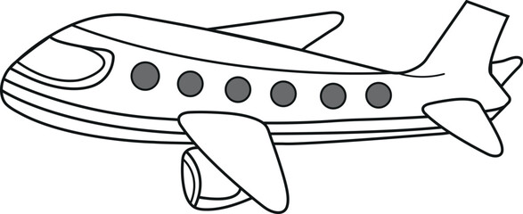 Hand drawn airplane outline illustration.