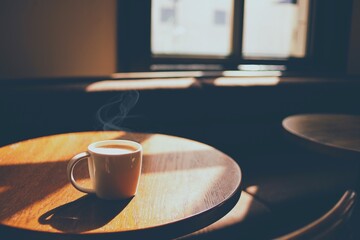 cup of coffee on a table