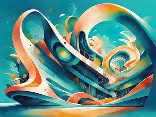 colorful background with abstract shape glowing in curvy lines,wave, Futuristic energy concept,simply with Generative AI.