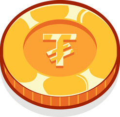 Mongolian tugrik gold currency coin