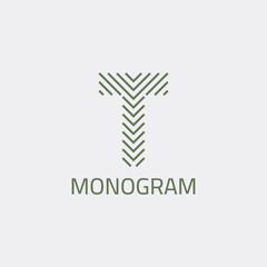 T letter logo of sharp lines arrangement. Suitable for fashion and lifestyle business.