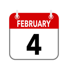 4 February, calendar date icon on white background.