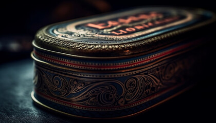 Antique Bible, Ornate Gold Symbol, Retro Style, Christian Souvenir generated by AI