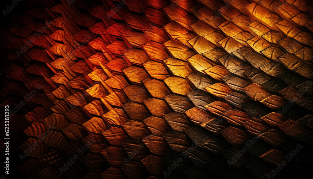 Aufkleber abstract geometric shapes in vibrant multi colored pattern, illuminated with gold generated by ai