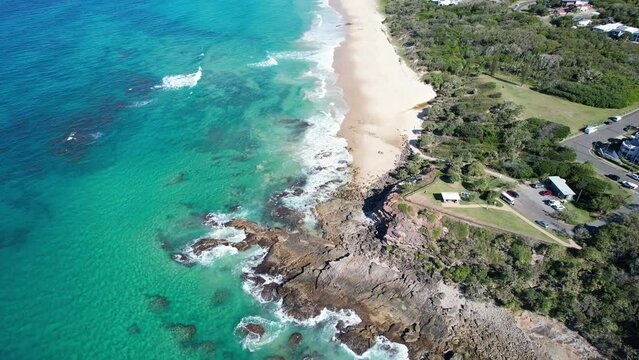 Point Arkwright Near Coolum Beach On Sunshine Coast In Queensland, Australia. Aerial Drone Shot