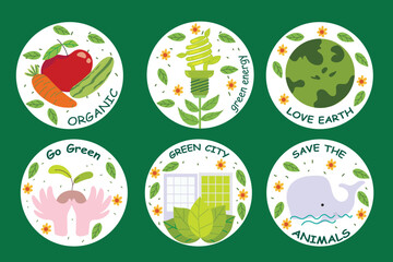 illustration vector flat design eco concept badges