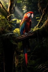Wildlife photography of a macaw in the forest
