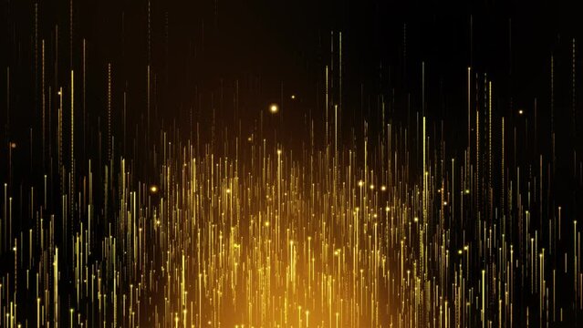 4K Golden particle bokeh dust light rising, Glitter luxury particle stripe Cinematic background. Oscar awards gala show. abstract music stage TV show. festival Nightclub. ceremony, party stage