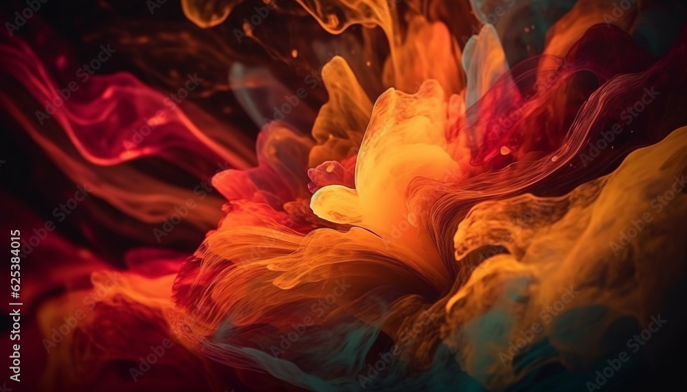 Poster abstract multi colored fractal illustration of a futuristic galaxy in motion generated by ai