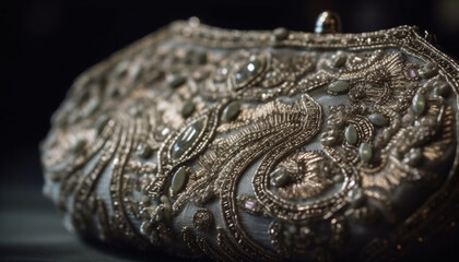 Ornate antique brooch, a precious gem of metallic glamour generated by AI