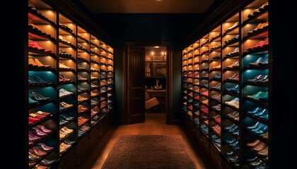 Shoe store collection in a modern retail boutique generated by AI