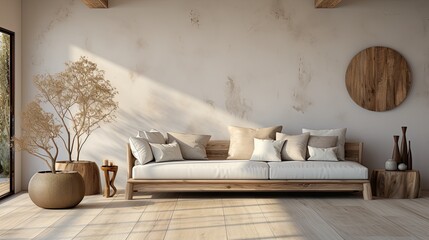 Modern luxury spacious penthouse living room interior design with comfortable sofa, coffee table
