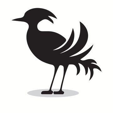Balinese silhouettes and icons. Black flat color simple elegant Balinese animal vector and illustration. Bird on a white background.