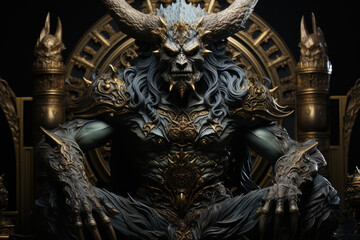 demon statue with horns and wings, wallpaper background image, satan, lucifer, leviathan