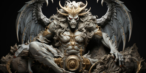 demon statue with horns and wings, wallpaper background image, satan, lucifer, leviathan