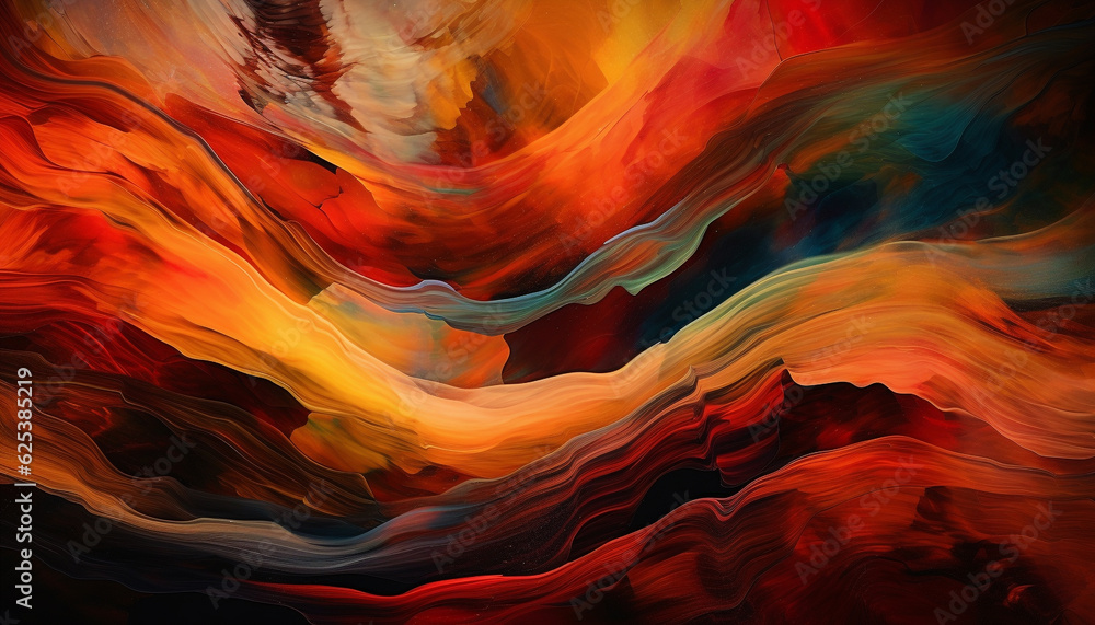 Aufkleber vibrant colors and flowing waves create a modern abstract backdrop generated by ai