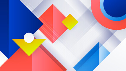 Minimal colorful geometric shapes abstract modern background design. Design for poster, template on web, backdrop, banner, brochure, website, flyer, landing page, presentation.