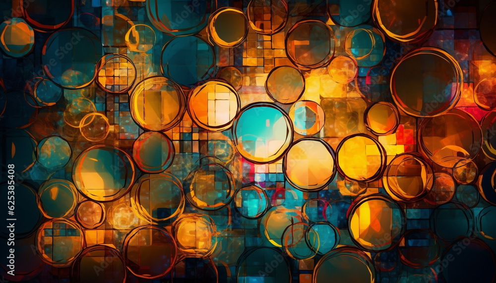 Poster abstract futuristic backdrop with vibrant colors and glowing circles generated by ai