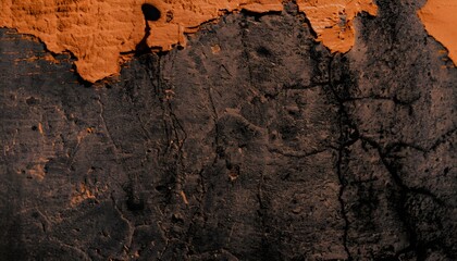 Close-up Distressed, wallpaper broken, crushed, collapsed, destruction, Black dark navy orange...