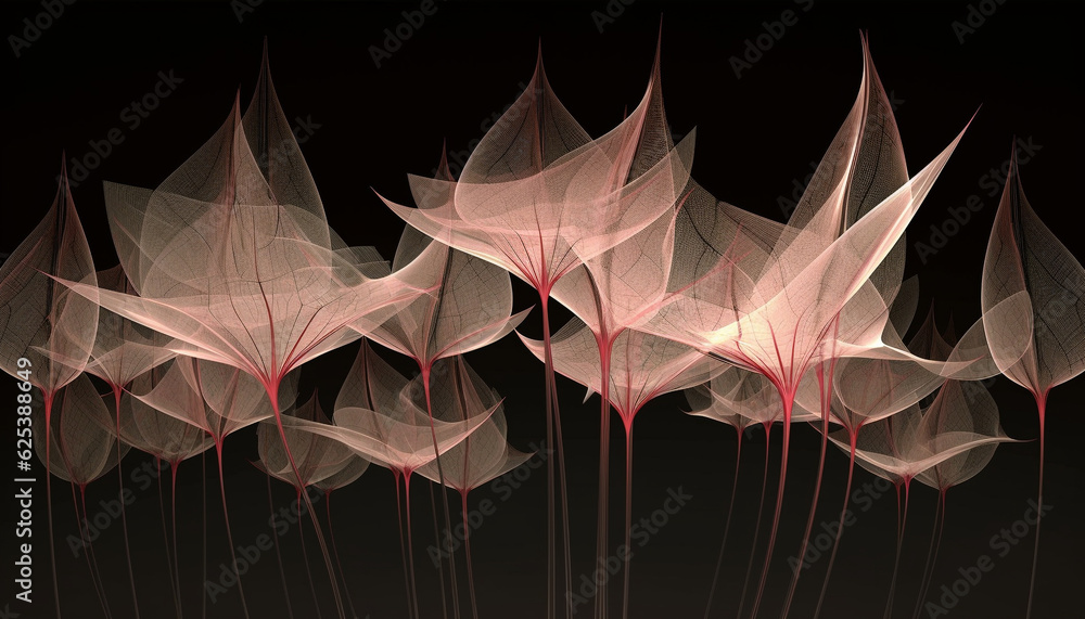Poster abstract computer graphic illustration of a multi colored autumn leaf pattern generated by ai