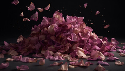 Levitating flower head showcases elegance and beauty in abstract motion generated by AI