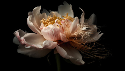 Freshness and Fragility of a Single Tulip in Studio Shot generated by AI