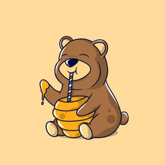 bear drinking honey