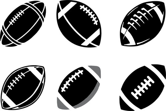 American football ball icons set. High resolution image rugby ball on white background. Tournament poster and banner idea.