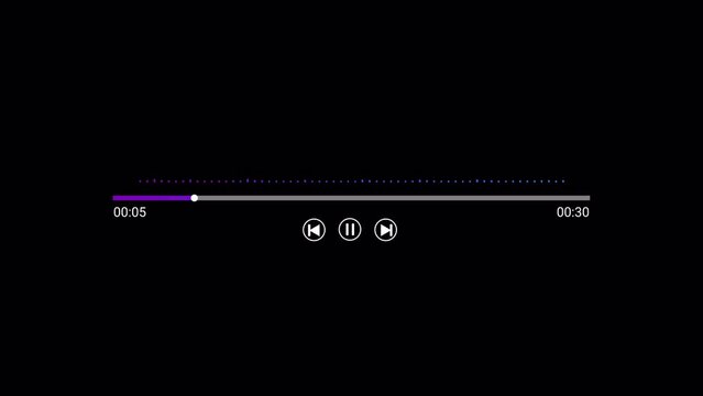Music player scroll bar button with audio reactor, Music timeline or video track player, Timeline bar moving as song media playing, Audio music timeline bar moving with track