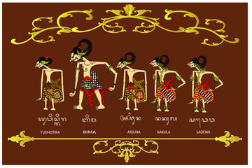 Fototapeta premium Wyaang Pandawa Pupet Vector