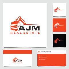 Modern Excavator Construction Logo Design
