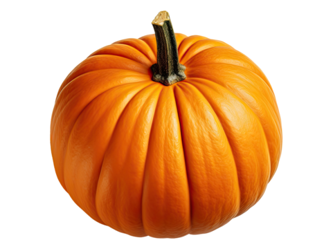 Big orange ripe pumpkin isolated on transparent background, Generative AI